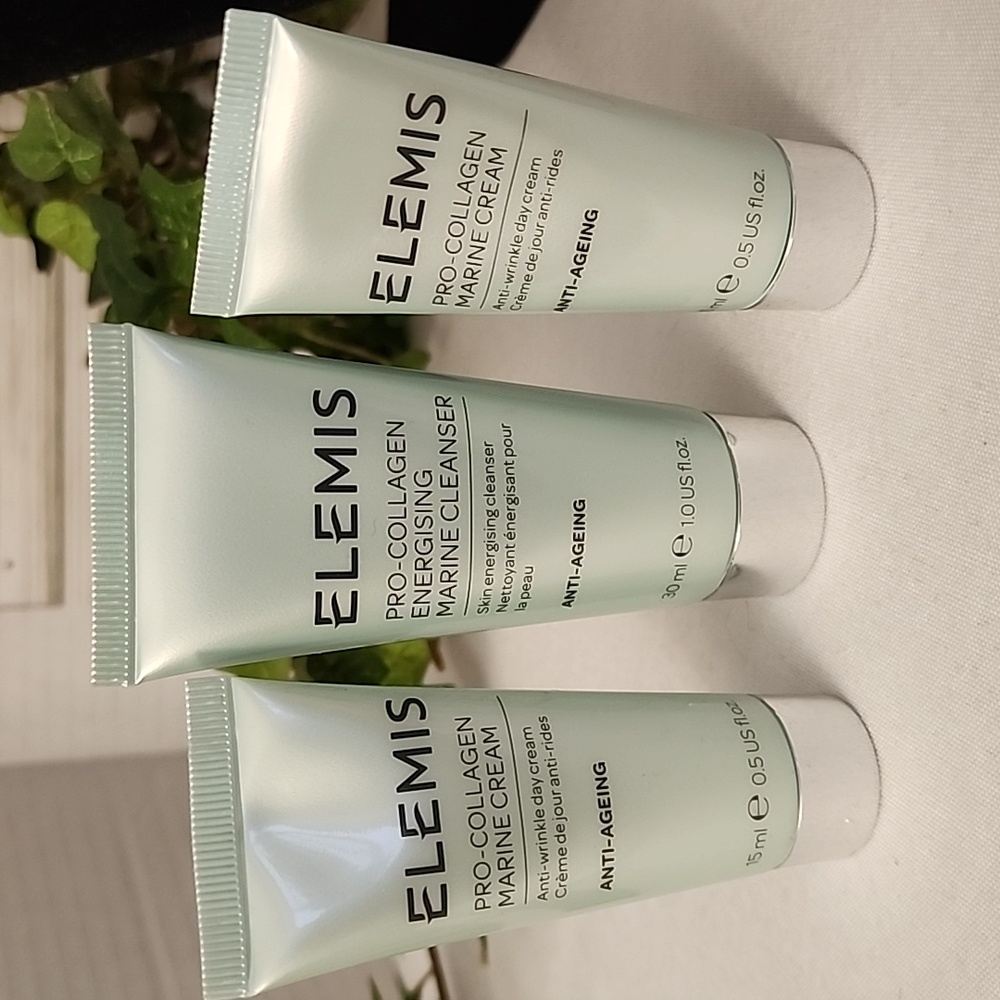 3 ELEMIS Pro Collagen Products 2) Marine Cream 1)Energizing Marine Cleanser New
